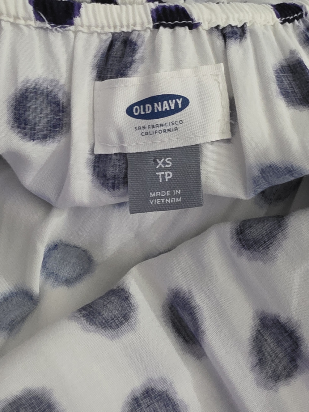Old Navy White Maxi Dress Watercolor Style Blue Polka Dots Flowy Women XS - Picture 9 of 11